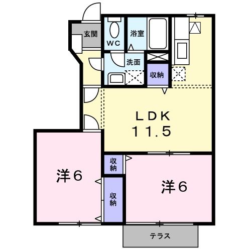 橿原市地黄町のアパートの間取り