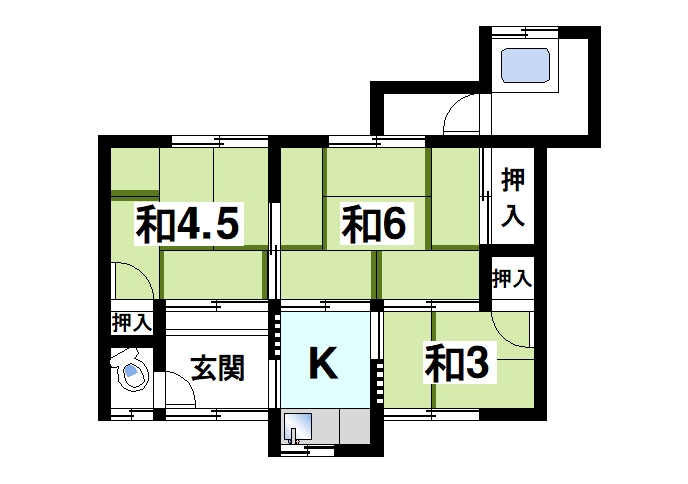 近鉄橿原線 西ノ京駅 徒歩3分 1階建 築42年の間取り写真