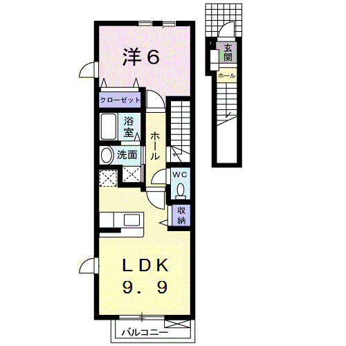 呉市東辰川町のアパートの間取り