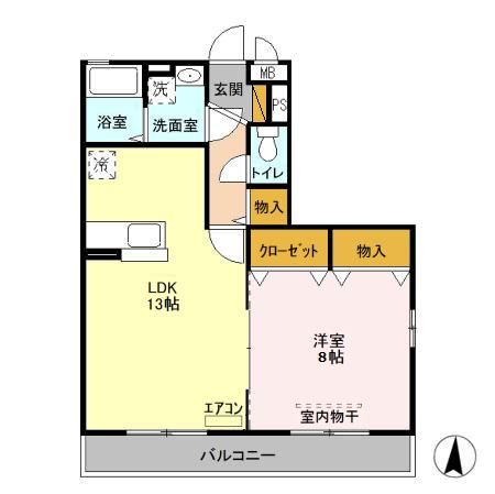 鹿嶋市大字宮中のアパートの間取り