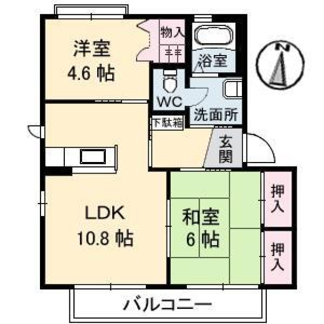 松山市久米窪田町のアパートの間取り