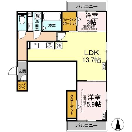 春日井市柏原町のアパートの間取り