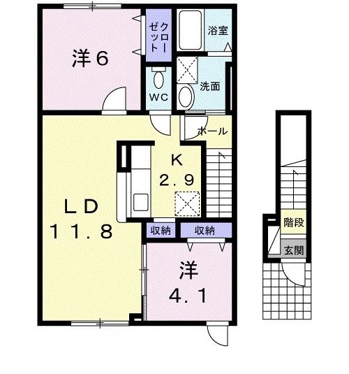 函館市神山のアパートの間取り