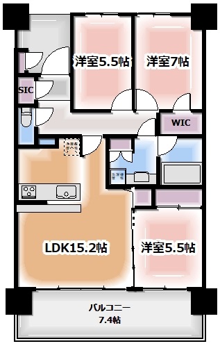 レーベンリヴァーレフォートヴィルの間取り