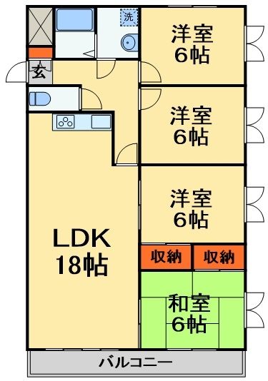 【コリンヌ二ツ木の間取り】