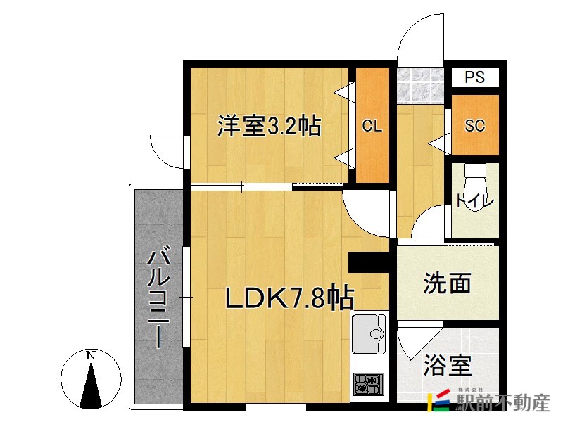 福岡市東区和白東のアパートの間取り