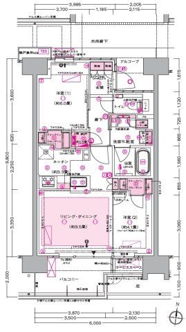 【川越市新富町のマンションの間取り】