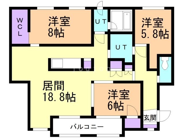 札幌市西区発寒十二条のマンションの間取り