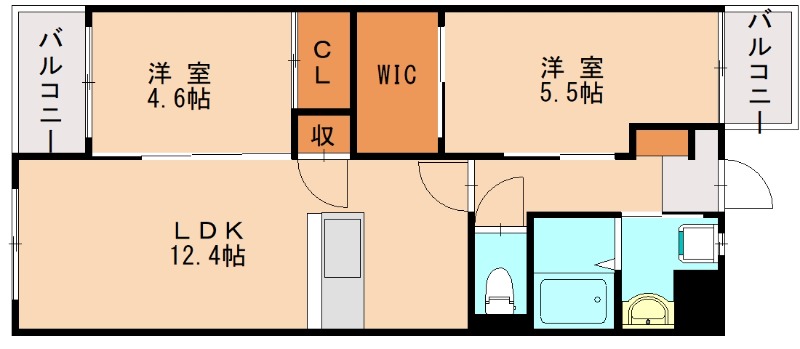 福津市中央のマンションの間取り