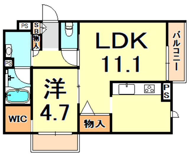 西宮市里中町のマンションの間取り