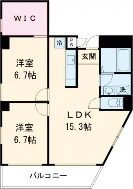 神戸市灘区水道筋のマンションの間取り