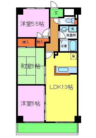 【京都市西京区桂上野東町のマンションの間取り】