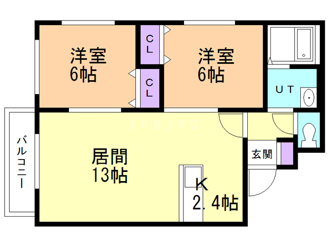 札幌市手稲区富丘一条のマンションの間取り