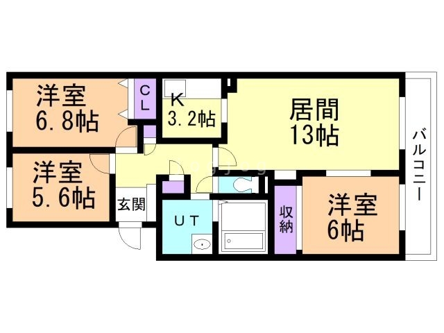 札幌市豊平区福住三条のマンションの間取り