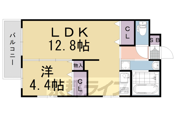 長岡京市神足のマンションの間取り