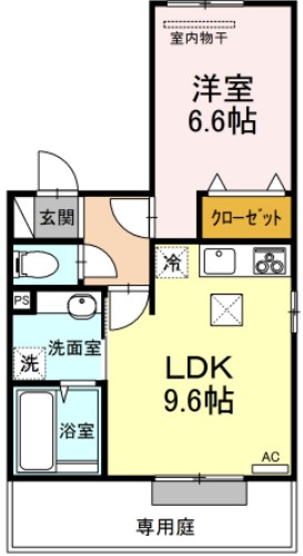 岡山市中区倉富のアパートの間取り