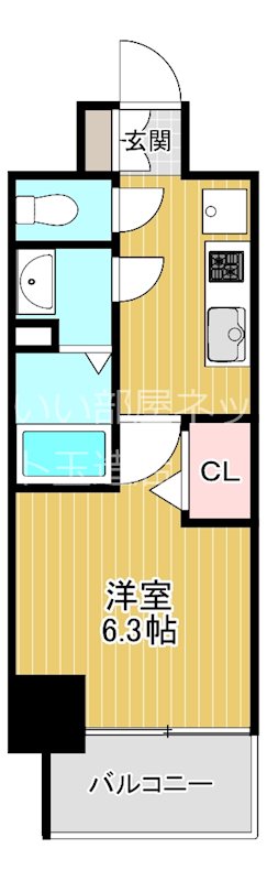 大阪市浪速区日本橋東のマンションの間取り