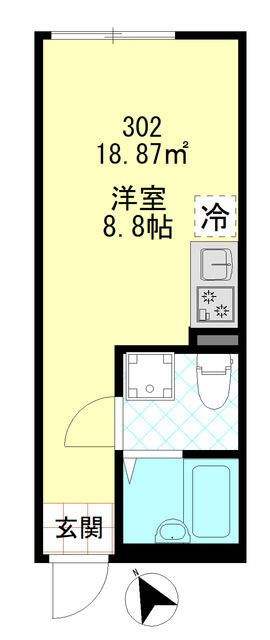 京王線 京王八王子駅 徒歩6分 3階建 築9年の間取り写真