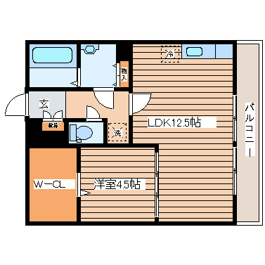 仙台市青葉区台原のアパートの間取り