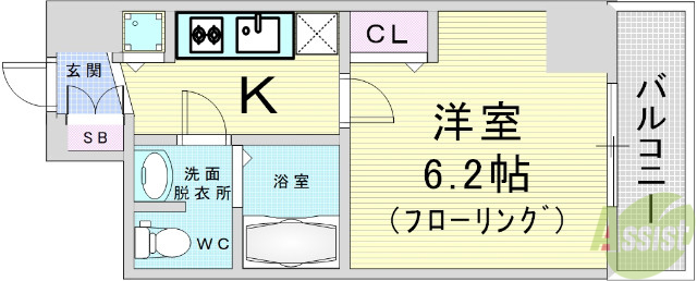 セオリー大阪フルールの間取り