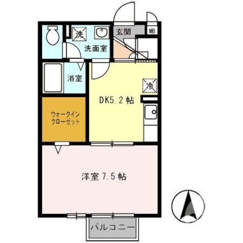 堺市東区日置荘原寺町のアパートの間取り