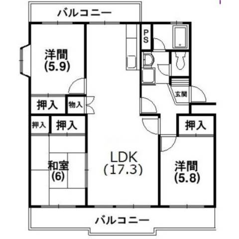静岡県浜松市中央区広沢１（マンション）の賃貸物件の間取り
