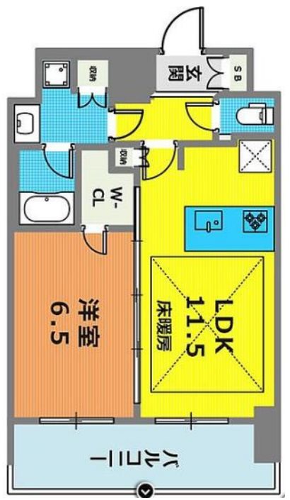 神戸市中央区北長狭通のマンションの間取り