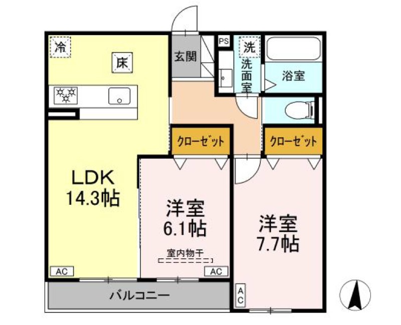 浜松市中央区上西町のアパートの間取り