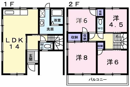 神戸市垂水区桃山台のアパートの間取り