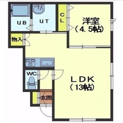 亀田郡七飯町字中野のアパートの間取り