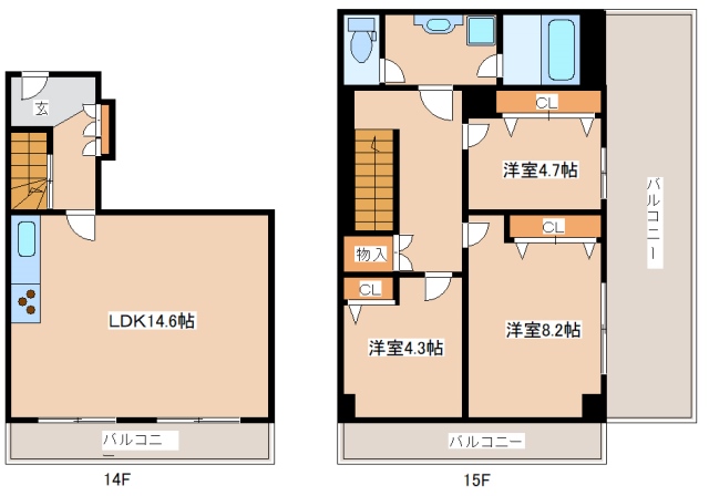 神戸市中央区海岸通のマンションの間取り