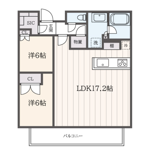 港区芝浦のマンションの間取り