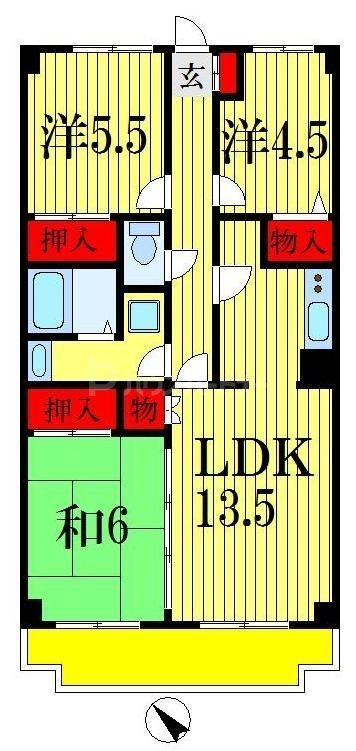 【船橋市上山町のマンションの間取り】