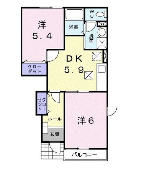 大崎市古川大宮のアパートの間取り