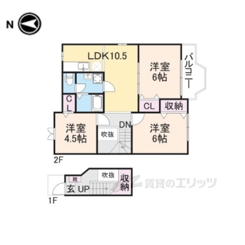 天理市中町のアパートの間取り