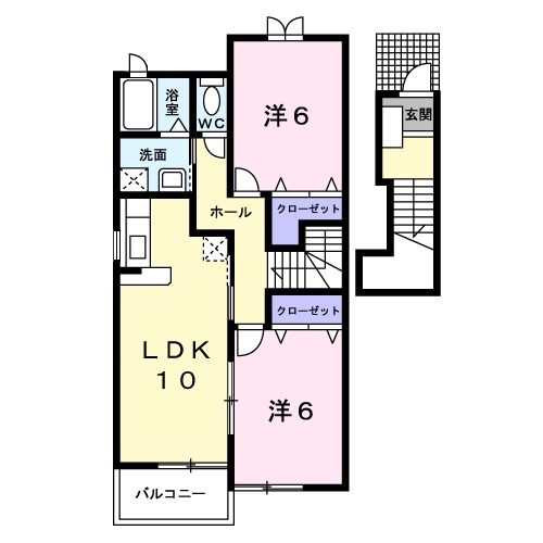 阿賀野市六野瀬のアパートの間取り