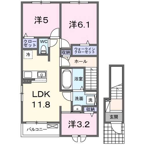 津市阿漕町津興のアパートの間取り