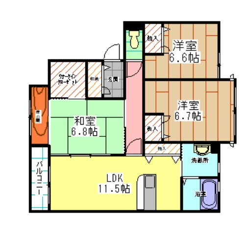 北九州市八幡東区槻田のアパートの間取り