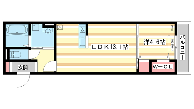 大和郡山市雑穀町のアパートの間取り