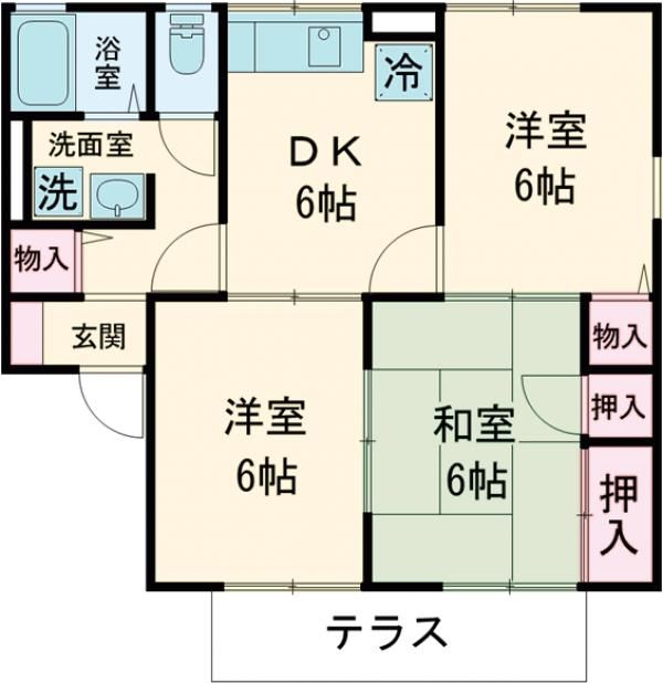 セジュール東山田II　B棟の間取り