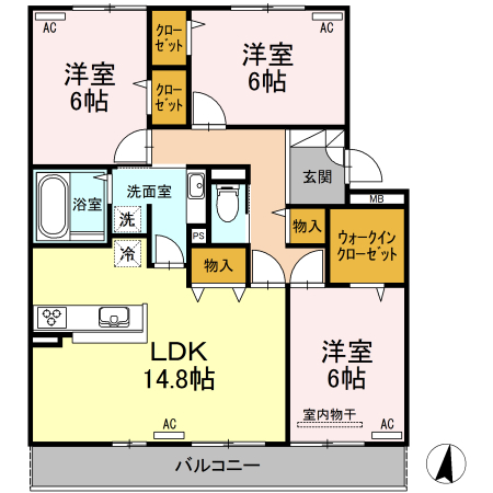 Ｄ－ｒｏｏｍ桜町　Ａ棟の間取り