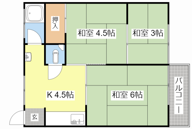 【守山市浮気町のアパートの間取り】