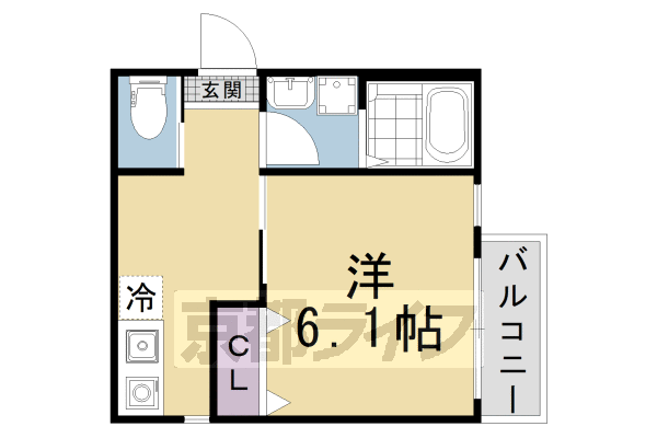 京都市左京区一乗寺高槻町のマンションの間取り