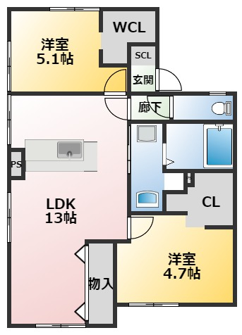 碧南市沢渡町のアパートの間取り