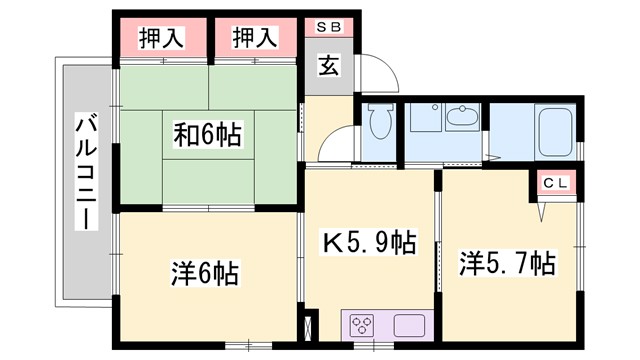 コンフォート若宮　B棟の間取り