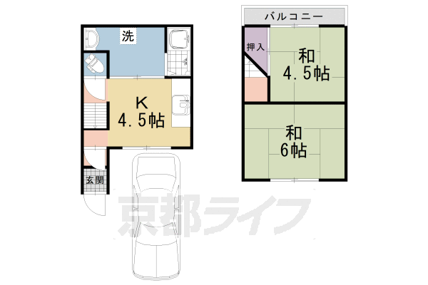 吉祥院西ノ庄西浦町貸家の間取り