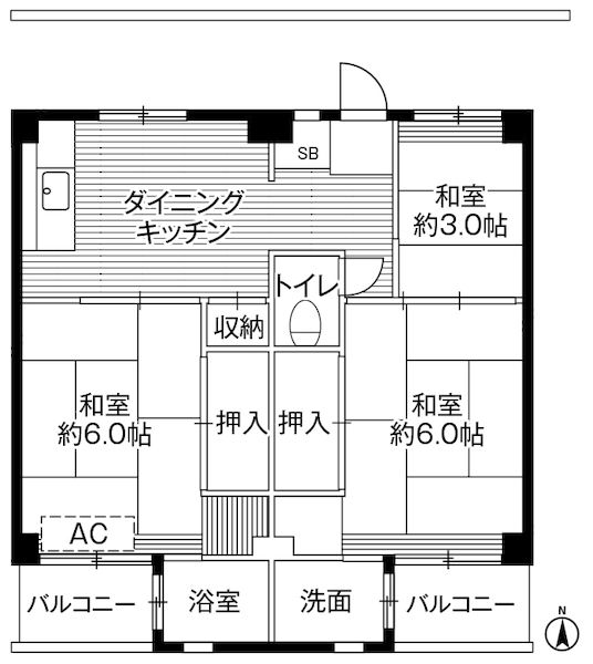 ひたちなか市大字中根のマンションの間取り