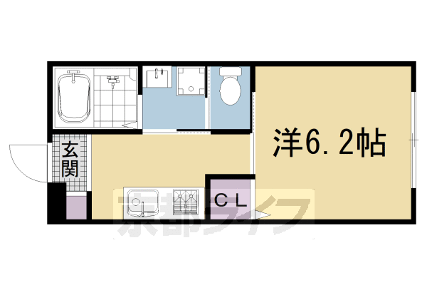 京都市左京区北白川上池田町のマンションの間取り