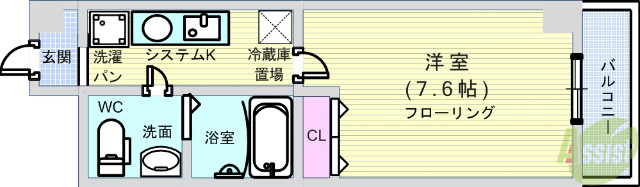 大阪市中央区和泉町のマンションの間取り