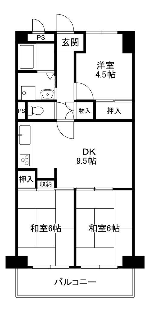 明石市大明石町のマンションの間取り